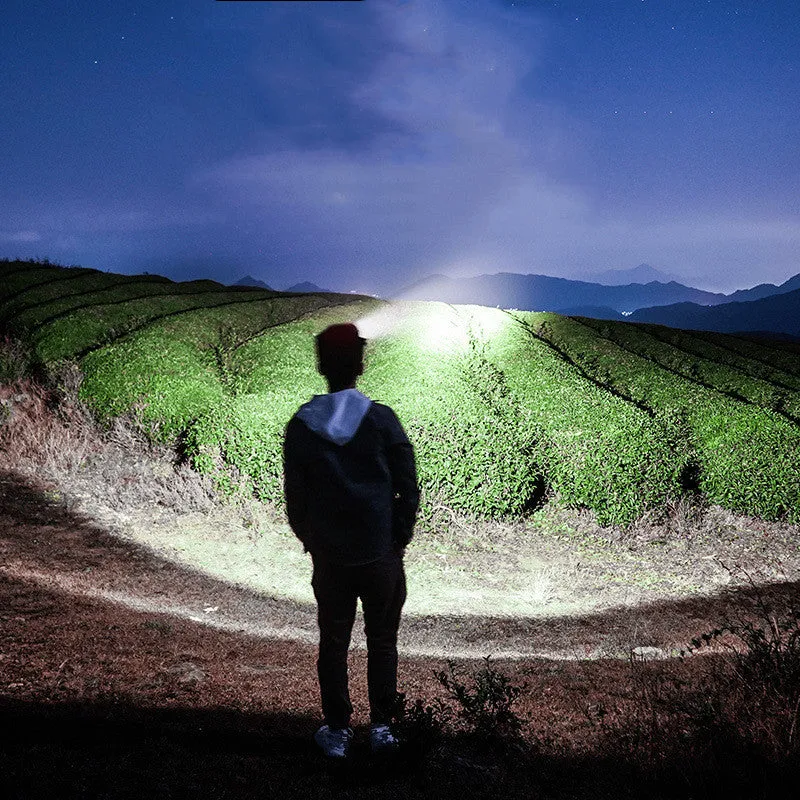 Black COB light sensing headlamp for night running and fishing with 200m exposure distance