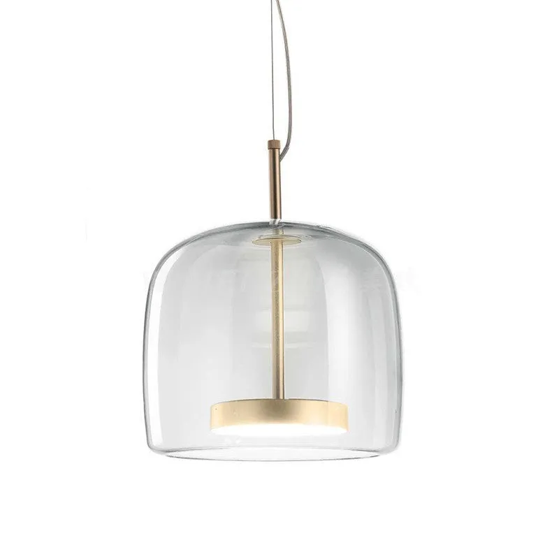 Simple glass chandelier with LED warm light in Cognac colour for living room ceiling installation