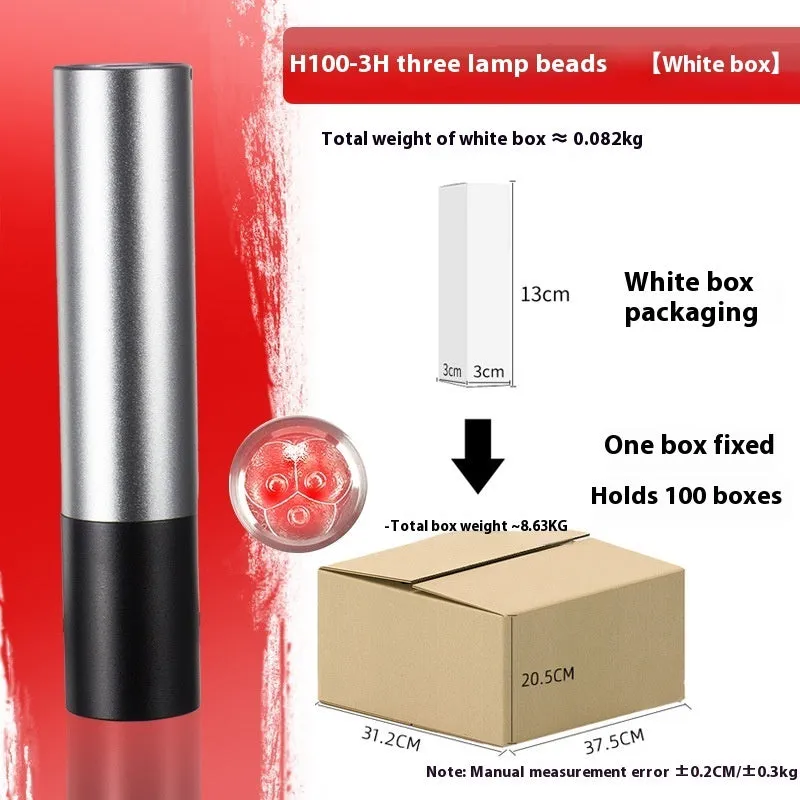 Infrared flashlight with 3-core red light and triangular bracket for physiotherapy