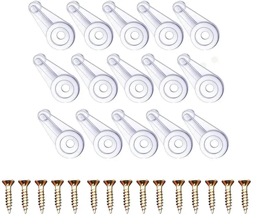 Plastic mirror clip for glass cabinet and wardrobe mirror fixing, transparent or brown, pack of 50