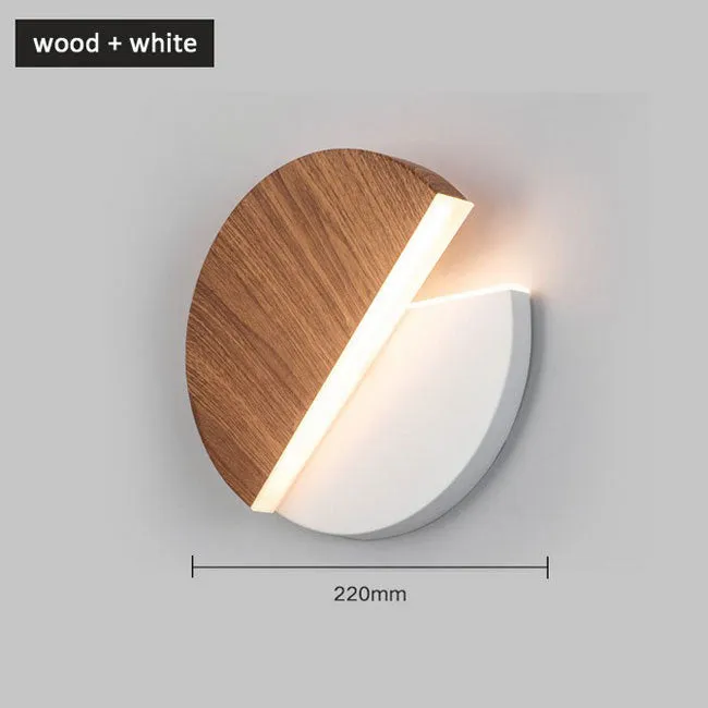 Rotating round LED wall light with warm light, 220mm diameter, wrought iron acrylic, black white finish