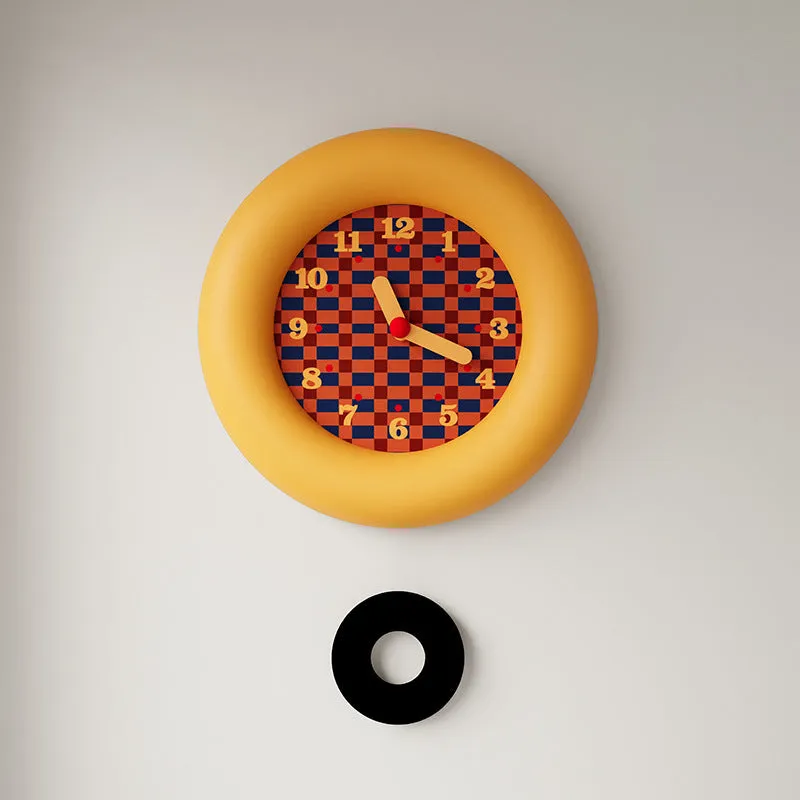 Simple modern Nordic wall clock 25cm diameter with pendulum fat circle face YH6-4 colour