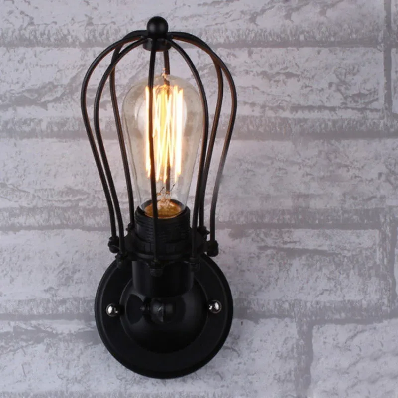 Retro industrial LOFT wall lamp iron construction double head without bulb for corridor staircase aisle