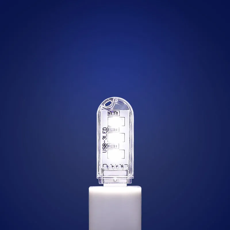 White and warm light USB rechargeable baby night light measuring 6cm by 1.8cm with LED eye protection technology