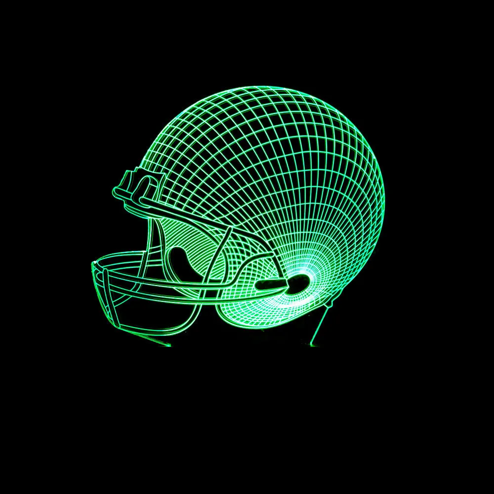 Rugby hat shaped 3D lamp with USB cable and coloured light effect