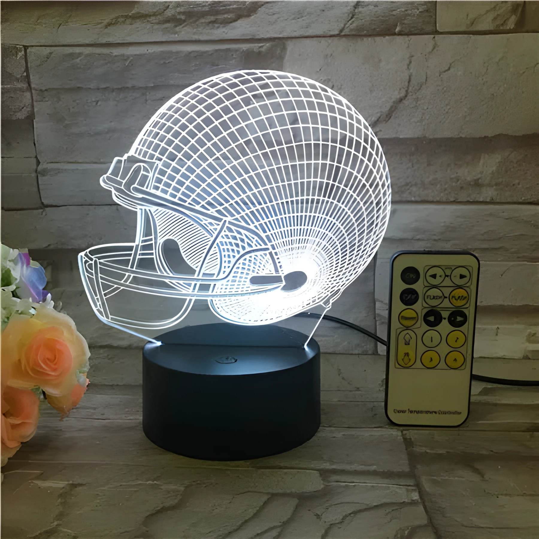 Rugby hat shaped 3D lamp with USB cable and coloured light effect