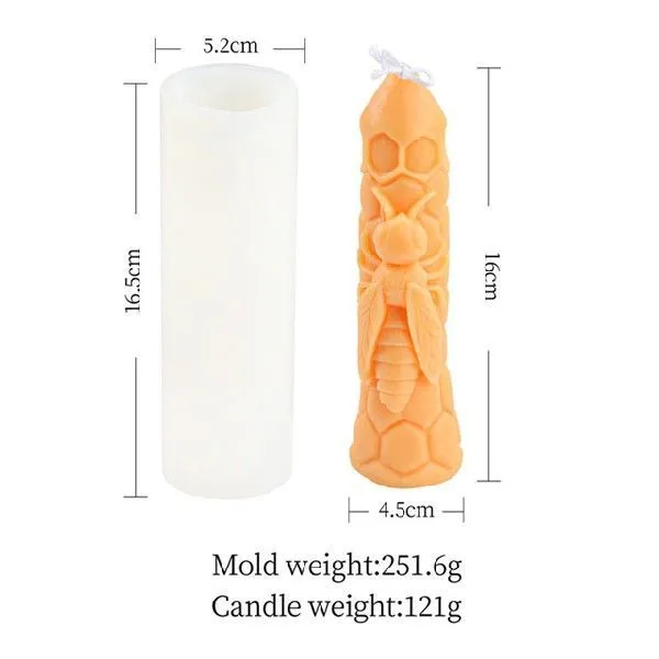 3D honeycomb silicone candle mold in white, irregular shape for DIY scented candles
