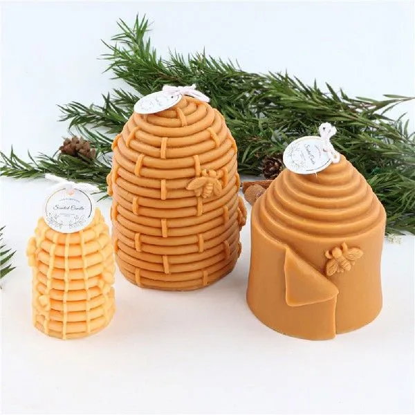 3D honeycomb silicone candle mold in white, irregular shape for DIY scented candles