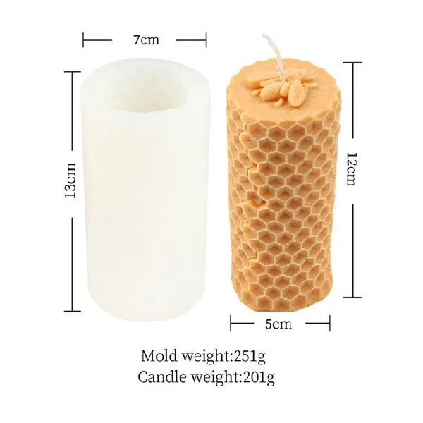 3D honeycomb silicone candle mold in white, irregular shape for DIY scented candles
