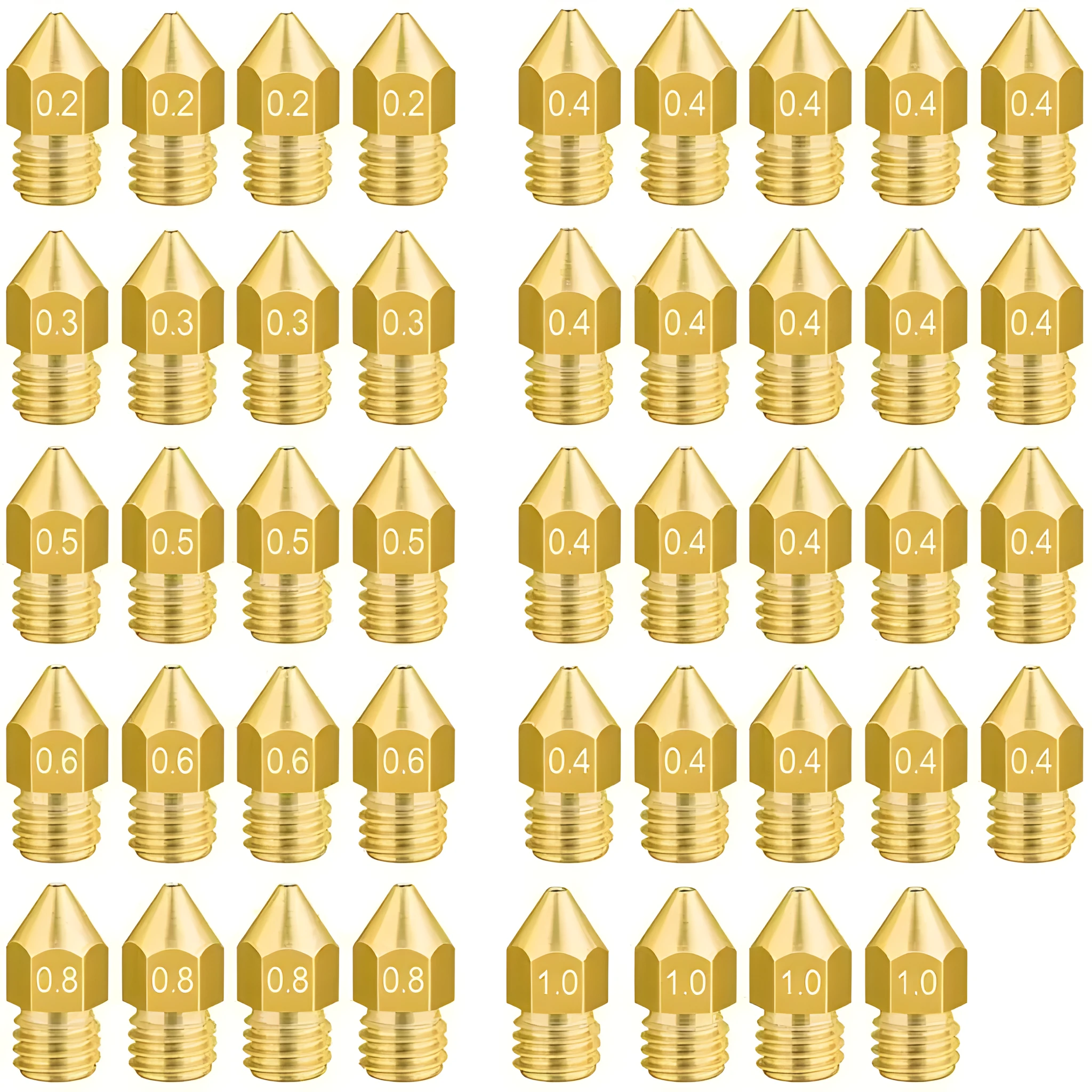 MK8 brass 3D printer nozzle 0.4mm M6 thread input 1.75mm for Creality 44 pack