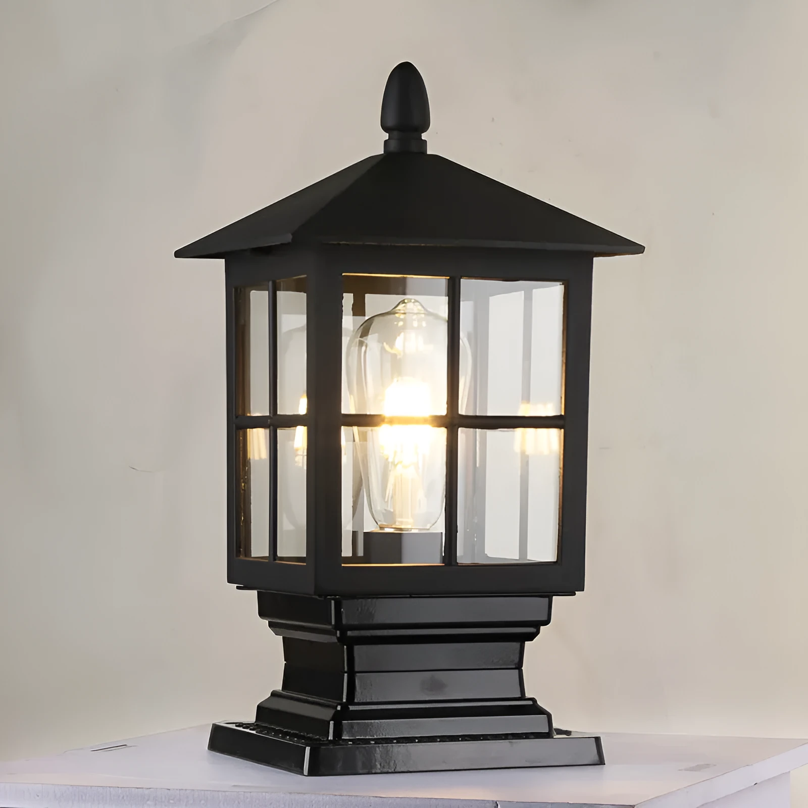 Simple outdoor pillar lamp alloy waterproof rust-proof black colour 180x345mm