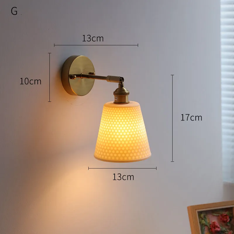 Nordic ceramic shade bedside reading lamp with copper iron body for study or bay window use