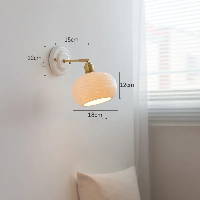 Nordic ceramic shade bedside reading lamp with copper iron body for study or bay window use