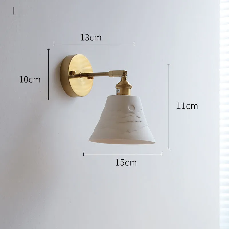 Nordic ceramic shade bedside reading lamp with copper iron body for study or bay window use