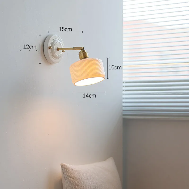 Nordic ceramic shade bedside reading lamp with copper iron body for study or bay window use