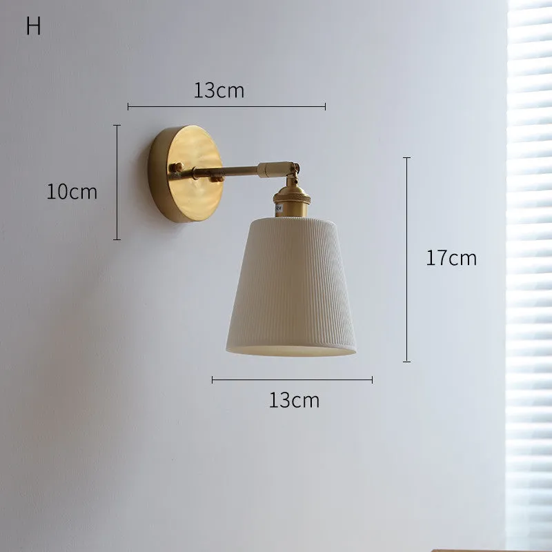 Nordic ceramic shade bedside reading lamp with copper iron body for study or bay window use