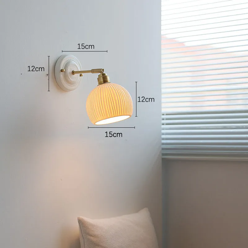 Nordic ceramic shade bedside reading lamp with copper iron body for study or bay window use
