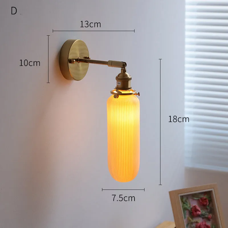 Nordic ceramic shade bedside reading lamp with copper iron body for study or bay window use