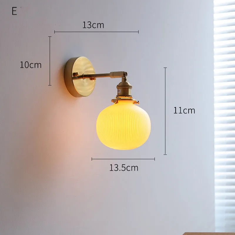 Nordic ceramic shade bedside reading lamp with copper iron body for study or bay window use