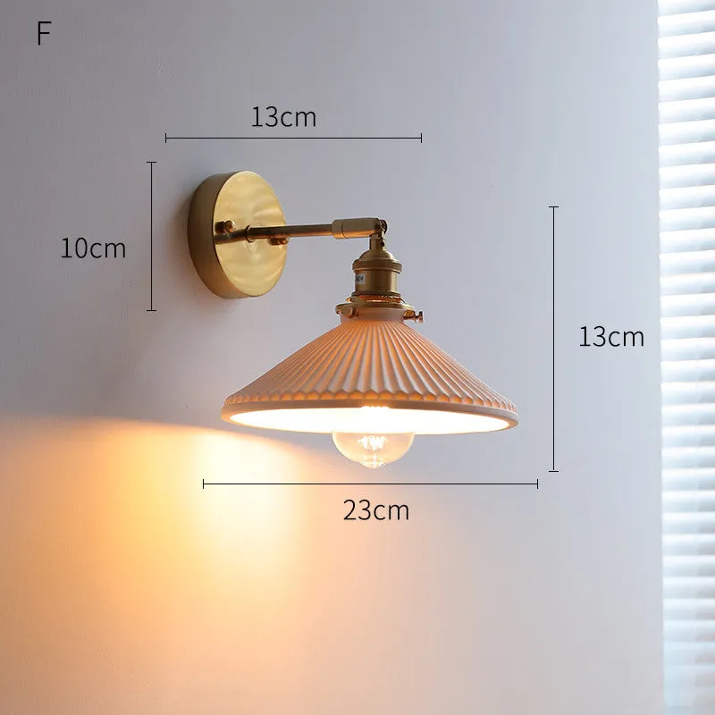 Nordic ceramic shade bedside reading lamp with copper iron body for study or bay window use