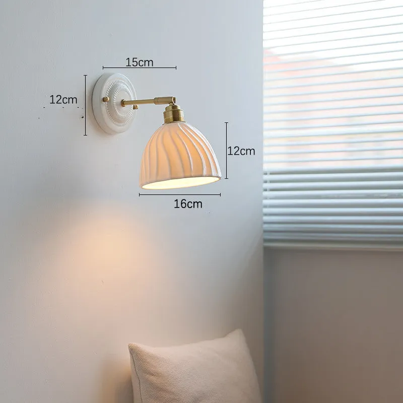 Nordic ceramic shade bedside reading lamp with copper iron body for study or bay window use
