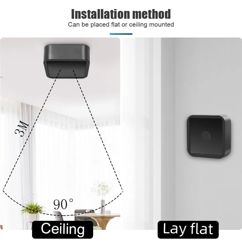 Doodle Smart WiFi Zigbee human body exists sensor in black, 24G millimetre wave radar, 10x10x4cm