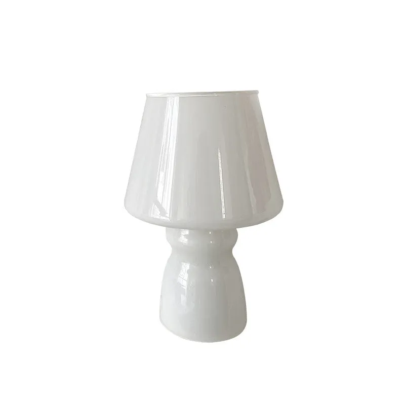 Simple plastic table lamp in soot colour, 16x25cm, for desk or bedside use