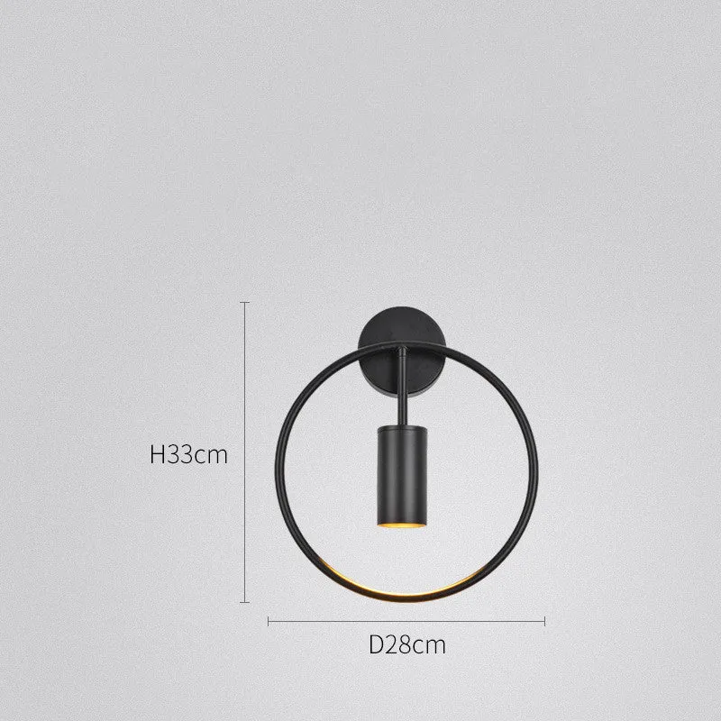 Round iron wall lamp with LED in golden finish, 280mm diameter