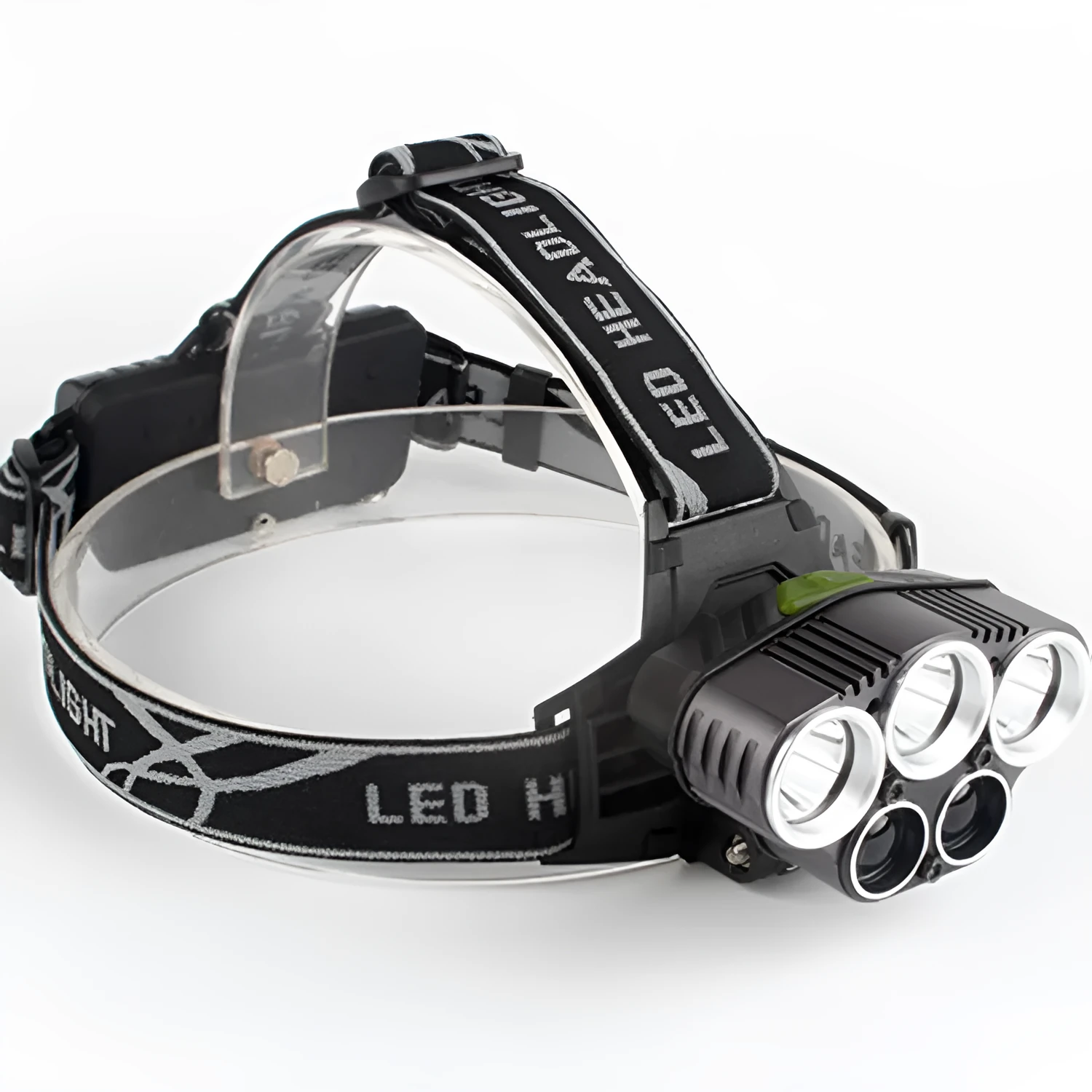 Head-mounted camping torch with LED light and adjustable head strap for outdoor use
