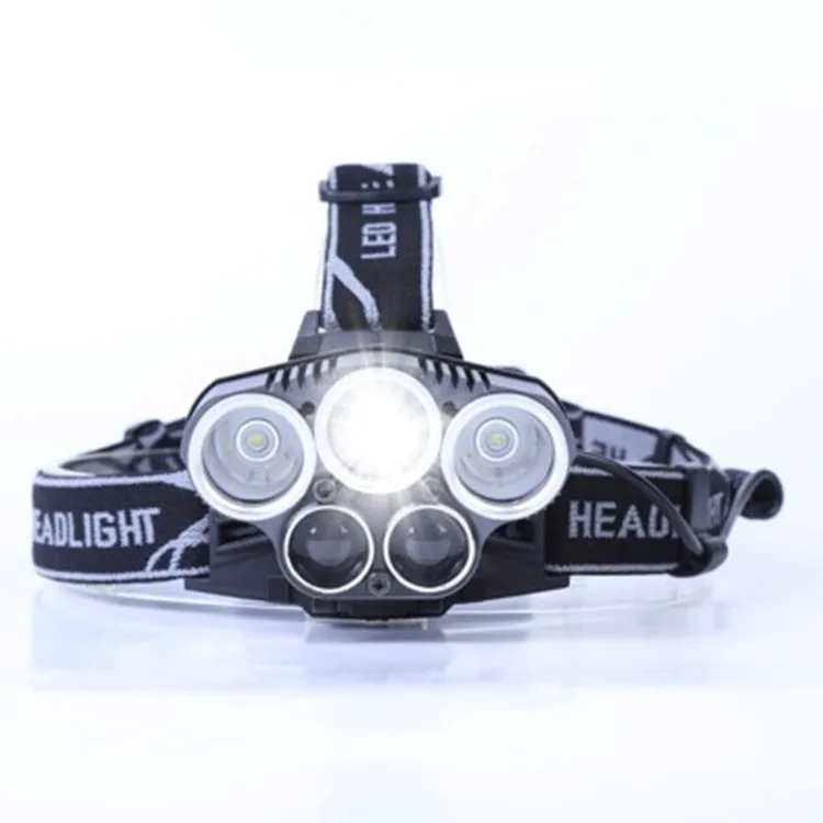 Head-mounted camping torch with LED light and adjustable head strap for outdoor use