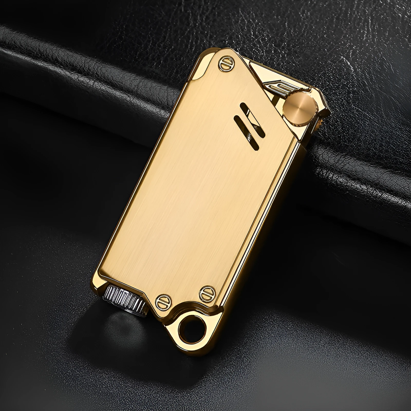 Electroplated laser sculpted windproof lighter metal butane refillable black drawing pattern