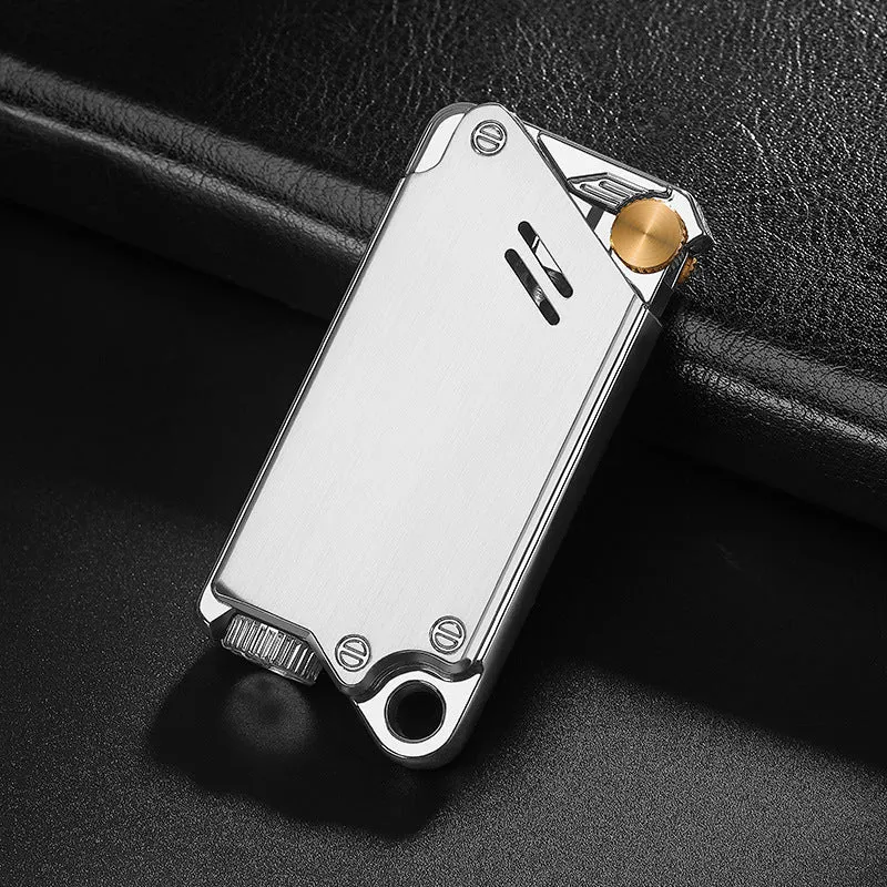 Electroplated laser sculpted windproof lighter metal butane refillable black drawing pattern