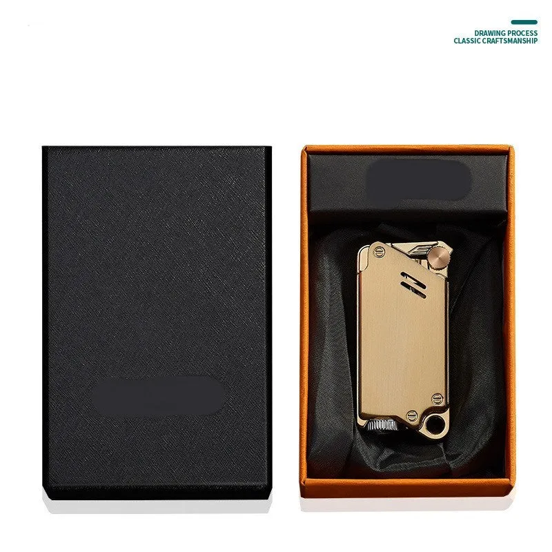 Electroplated laser sculpted windproof lighter metal butane refillable black drawing pattern