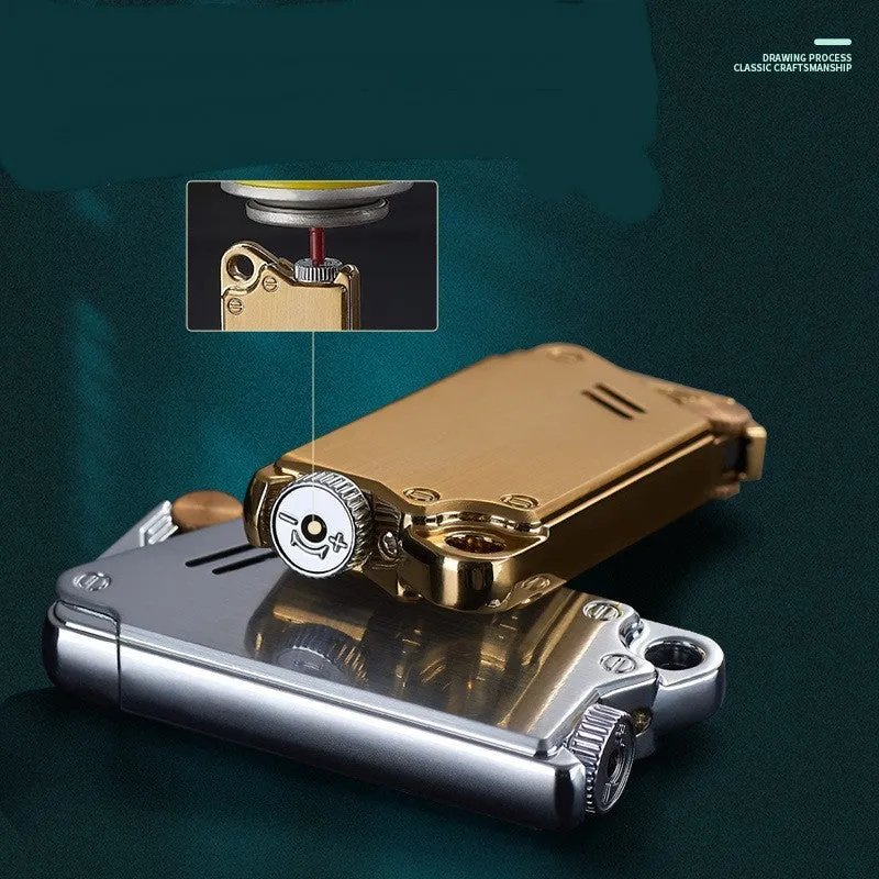 Electroplated laser sculpted windproof lighter metal butane refillable black drawing pattern