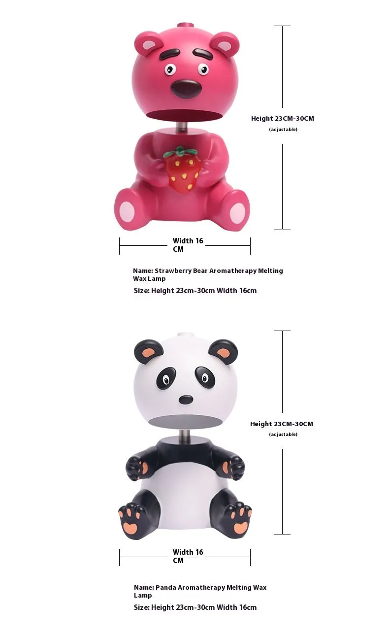 Panda shaped aromatherapy wax lamp with timer function as night light on table