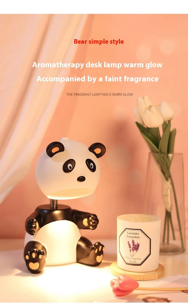 Panda shaped aromatherapy wax lamp with timer function as night light on table