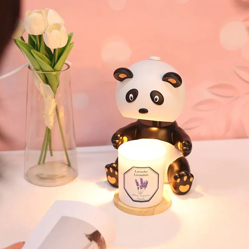 Panda shaped aromatherapy wax lamp with timer function as night light on table