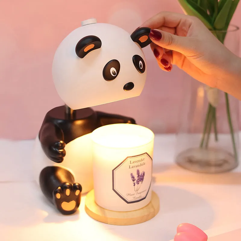 Panda shaped aromatherapy wax lamp with timer function as night light on table