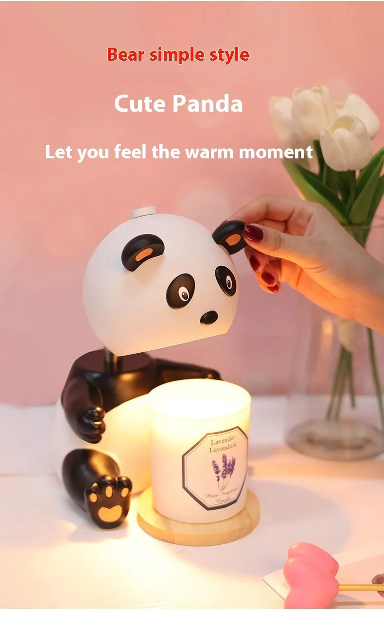 Panda shaped aromatherapy wax lamp with timer function as night light on table