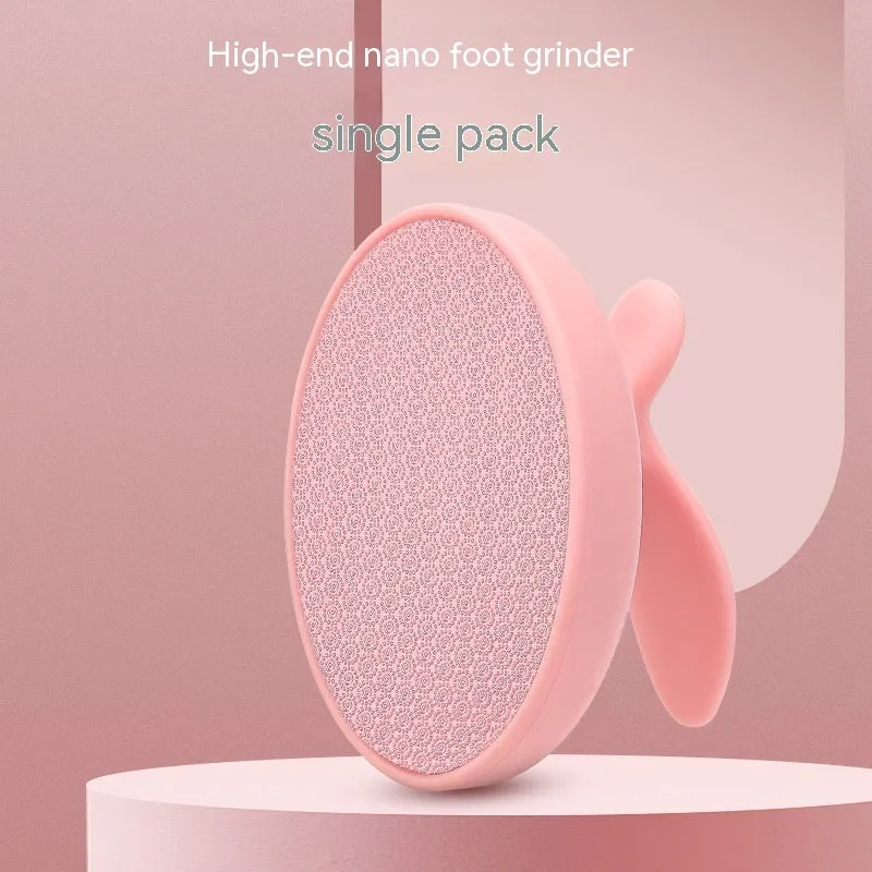 Nano foot grinder for callus removal in pink with rose quartz glass surface, boxed ABS ultra white glass construction