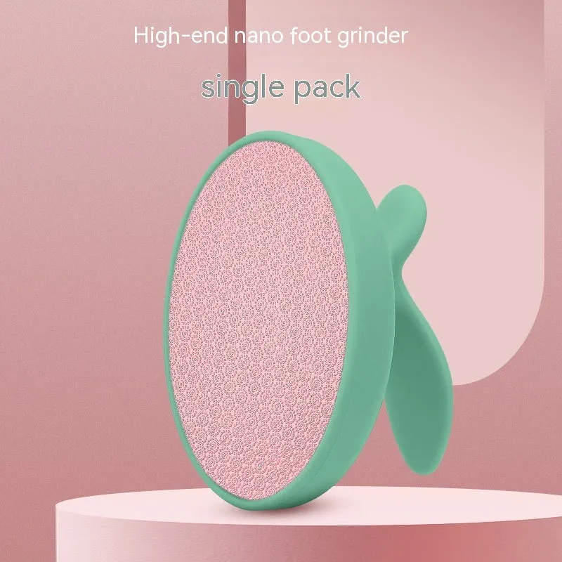 Nano foot grinder for callus removal in pink with rose quartz glass surface, boxed ABS ultra white glass construction