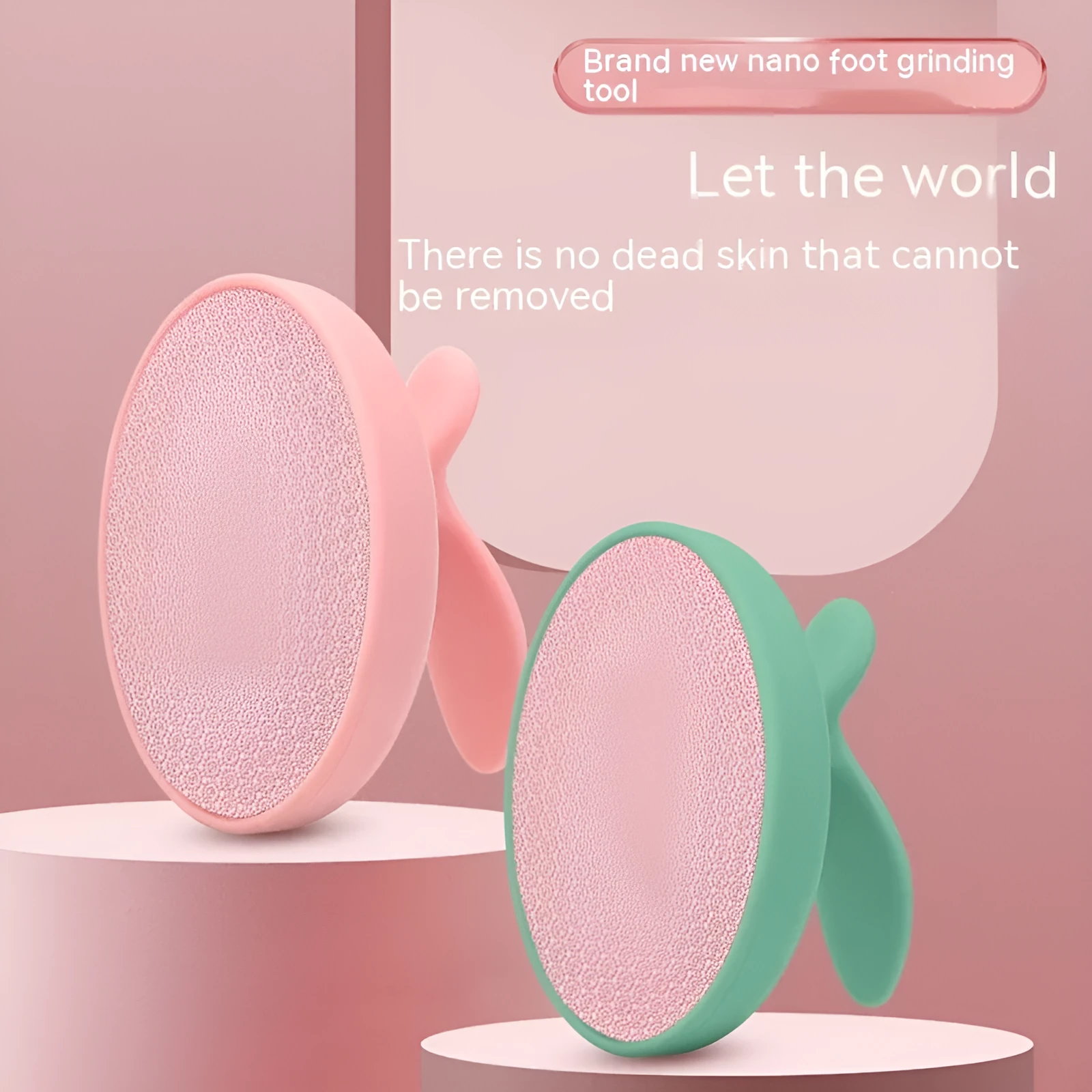 Nano foot grinder for callus removal in pink with rose quartz glass surface, boxed ABS ultra white glass construction