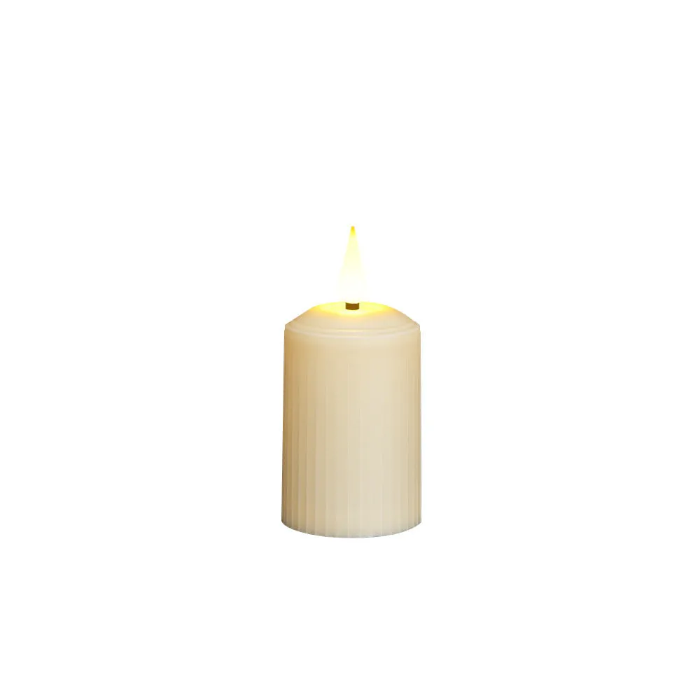 Beige simulation charging electronic candle lamp with water droplet head and remote control, 19.2 x 17.6 x 5.3 cm, ABS plastic