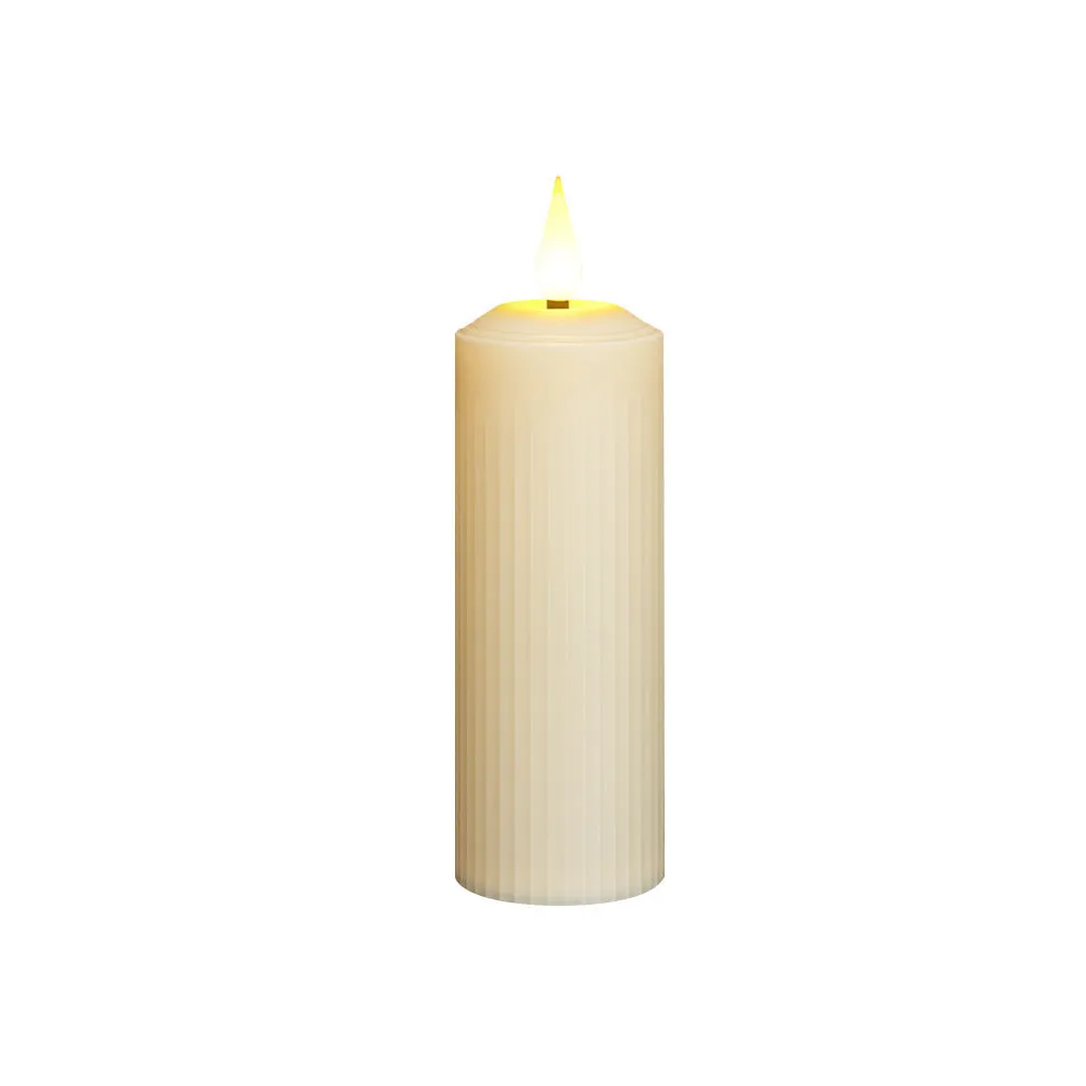Beige simulation charging electronic candle lamp with water droplet head and remote control, 19.2 x 17.6 x 5.3 cm, ABS plastic