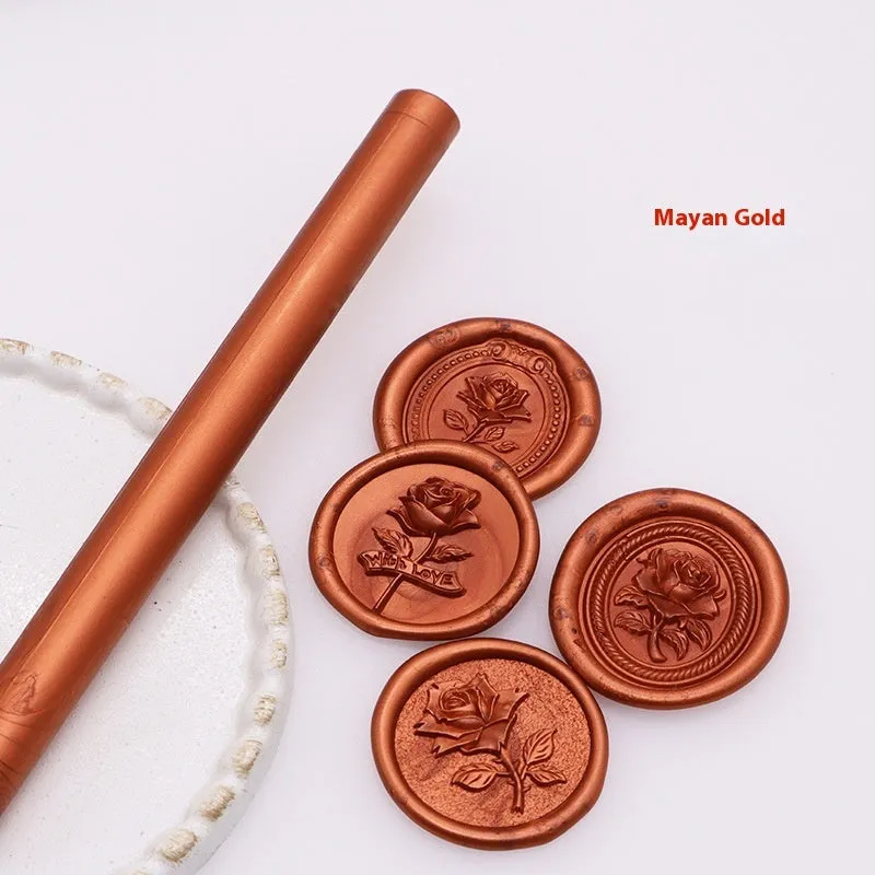 Round wax seal stick 11mm x 13mm in gold colour for envelope sealing with paint gun
