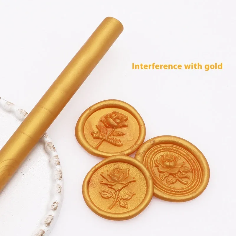 Round wax seal stick 11mm x 13mm in gold colour for envelope sealing with paint gun