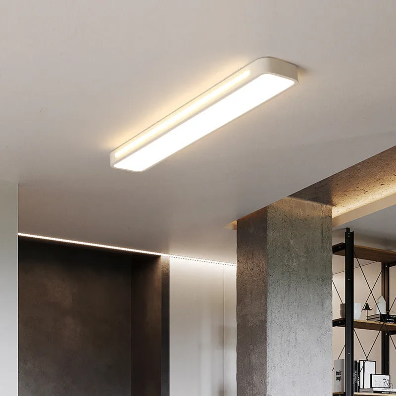 Nordic simple LED strip ceiling lamp in black aluminium and acrylic, 58x10CM size, for corridor or balcony