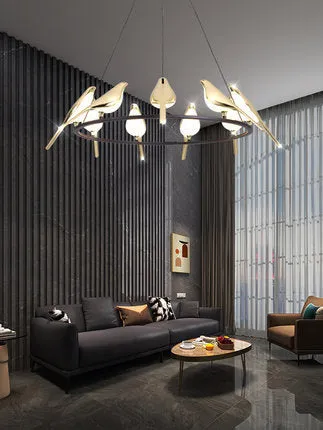 Modern simple aluminium alloy hall lamp with iron chandelier design and adjustable height feature