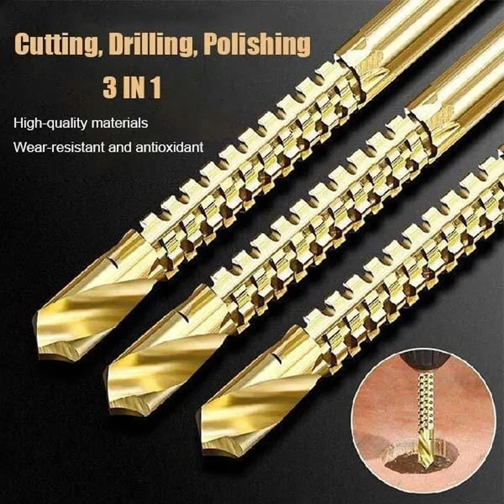 6-piece high-speed steel brad point woodworking drill set with sizes 3 to 8mm
