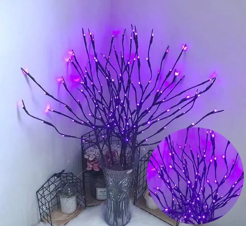 LED simulation branch tree light in a vase with multiple colour illumination options